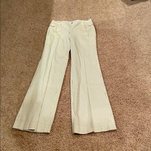 High waist white with black pin stripe slacks